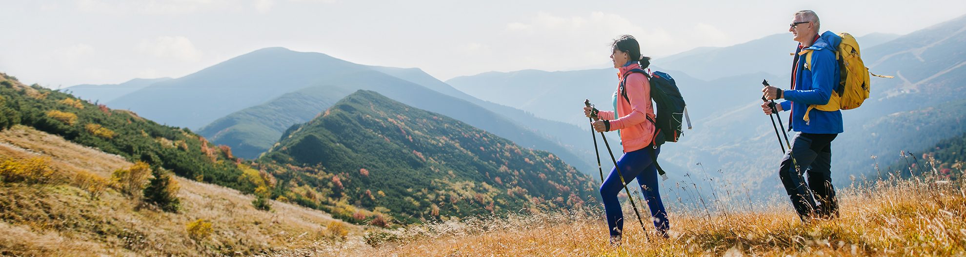 Couple hiking in the mountains